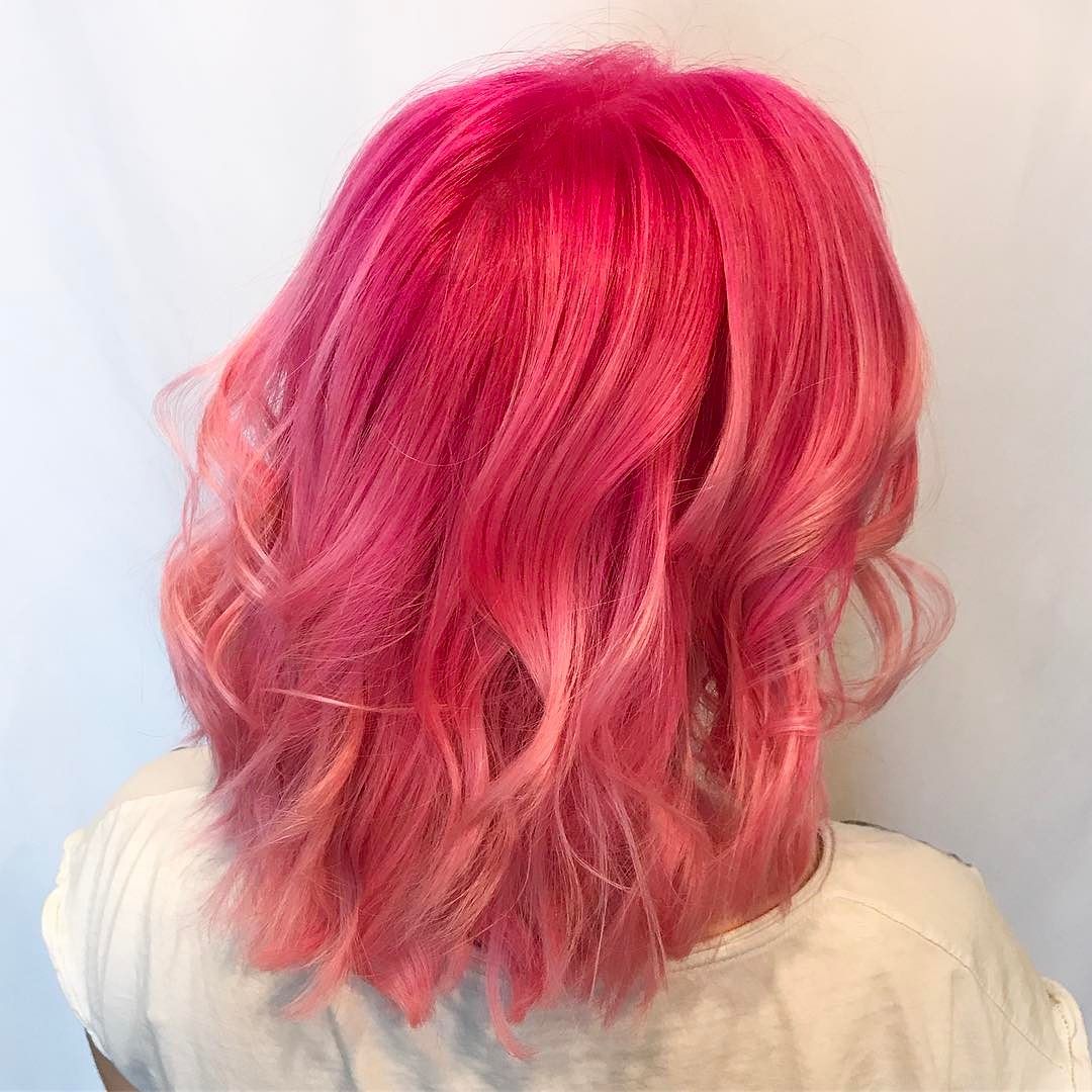Darker pink shadow root with lighter pink ends. . . 